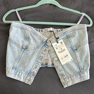 Zara Denim crop top jeans size M NEW